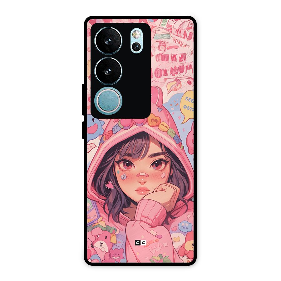 Cute Anime Girl Metal Back Case for Vivo V29 Pro