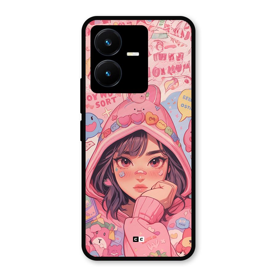 Cute Anime Girl Metal Back Case for Vivo Y22