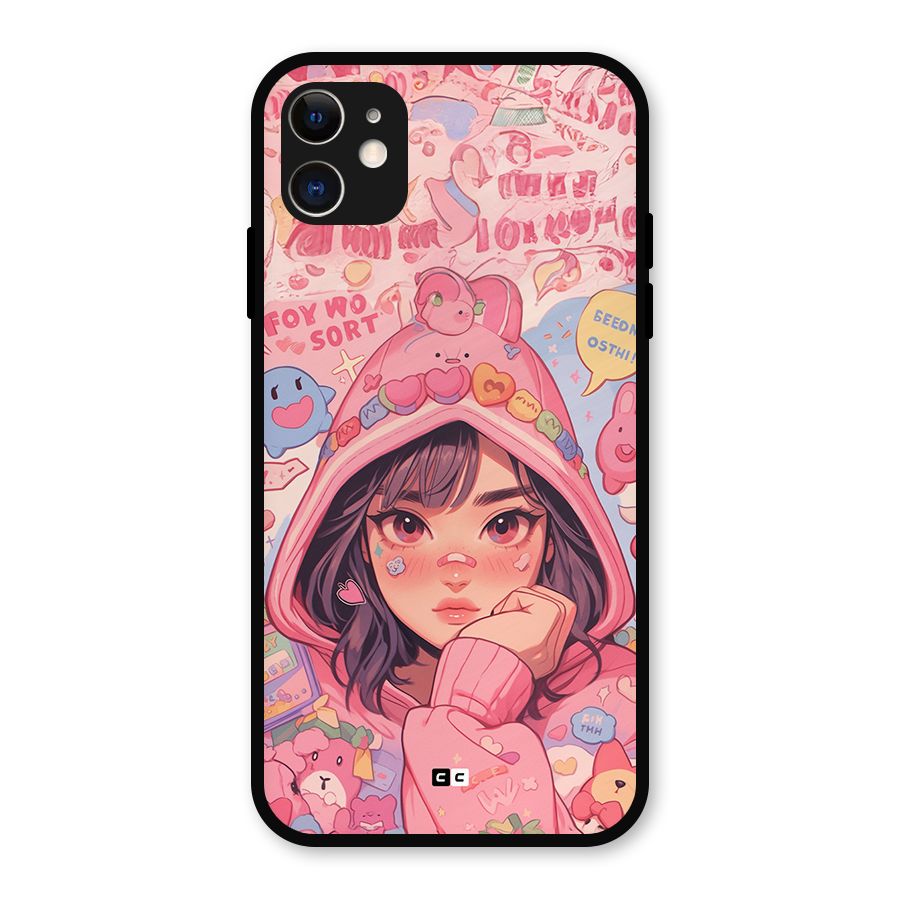 Cute Anime Girl Metal Back Case for iPhone 11
