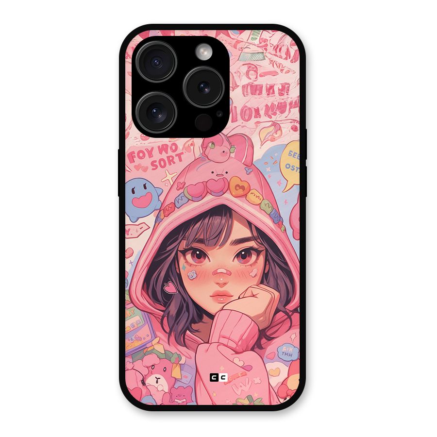 Cute Anime Girl Metal Back Case for iPhone 15 Pro