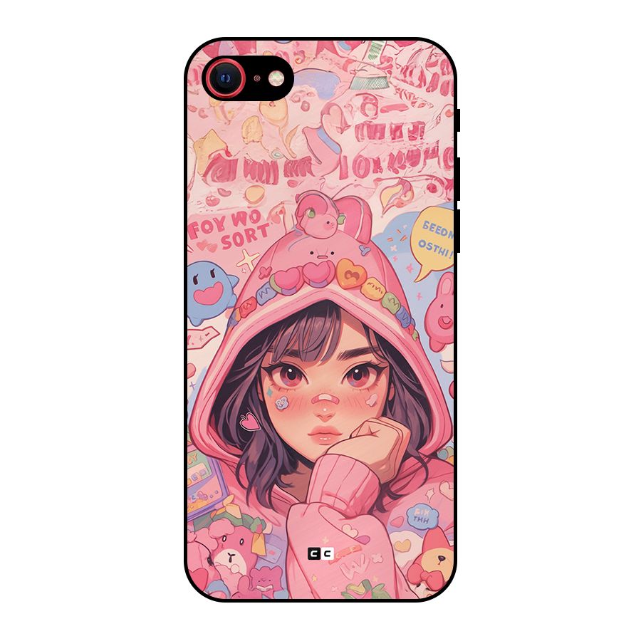 Cute Anime Girl Metal Back Case for iPhone SE 2022