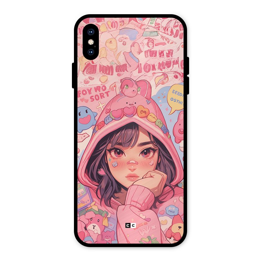 Cute Anime Girl Metal Back Case for iPhone XS Max