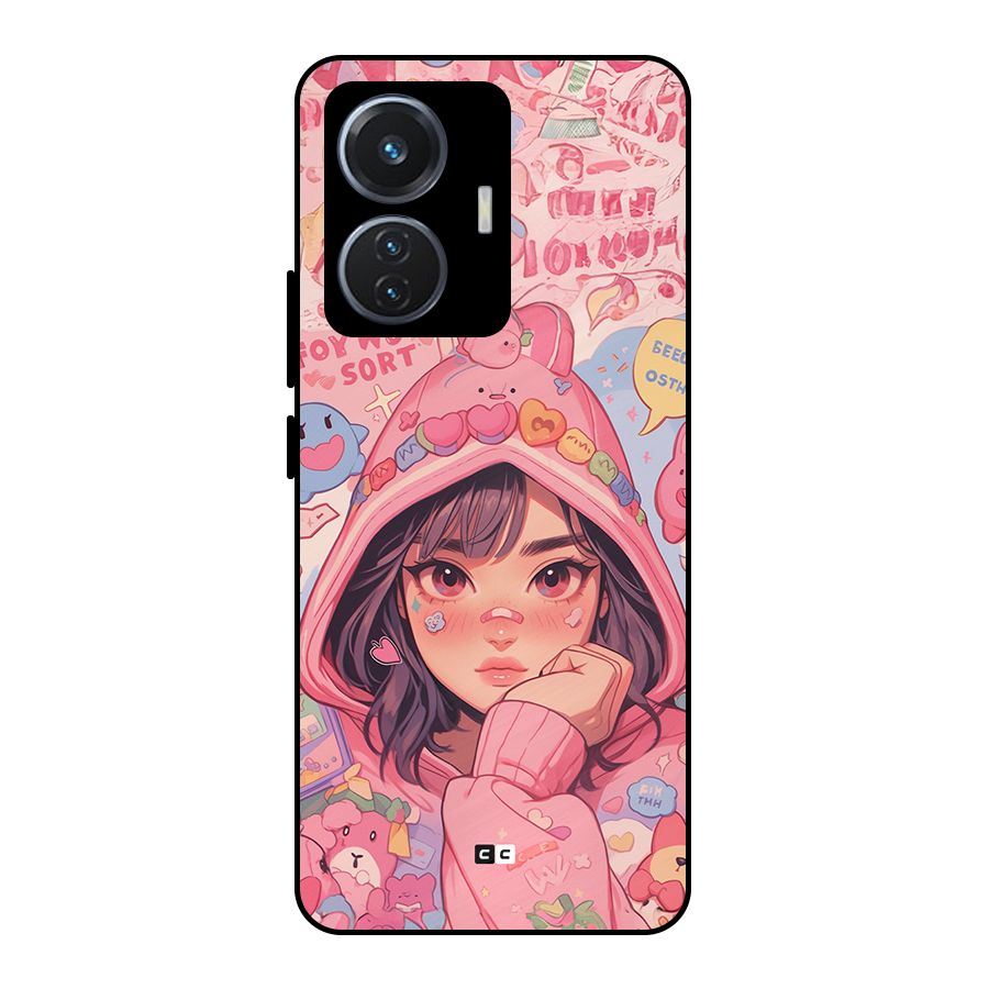 Cute Anime Girl Metal Back Case for iQOO Z6 44W