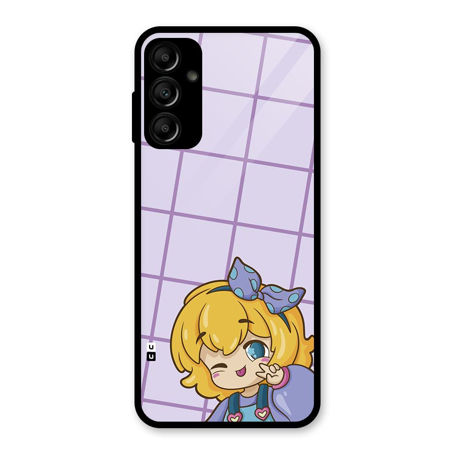 Cute Anime Illustration Glass Back Case for Galaxy A14 5G