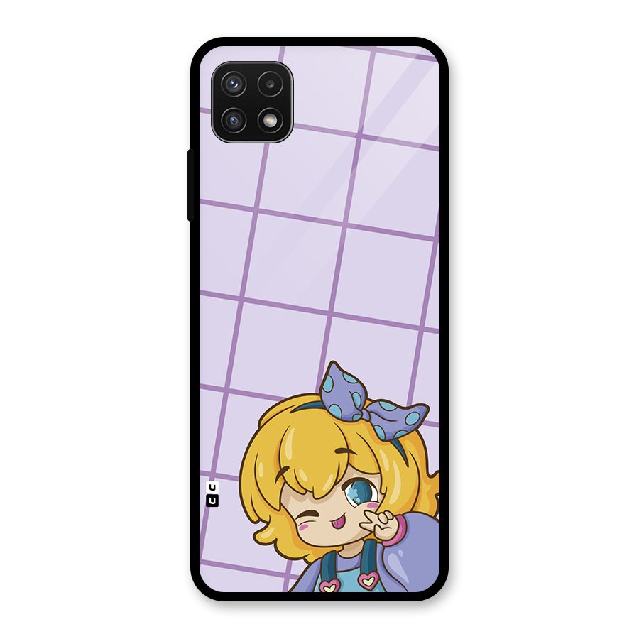 Cute Anime Illustration Glass Back Case for Galaxy A22 5G