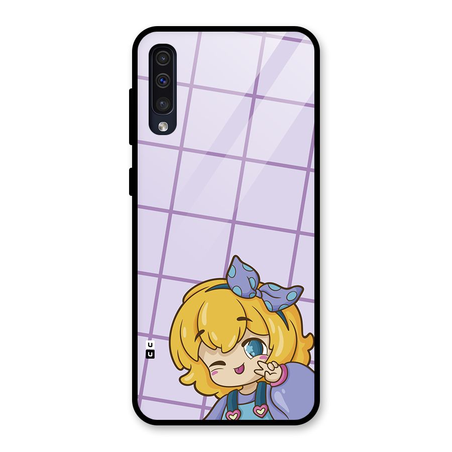 Cute Anime Illustration Glass Back Case for Galaxy A30s