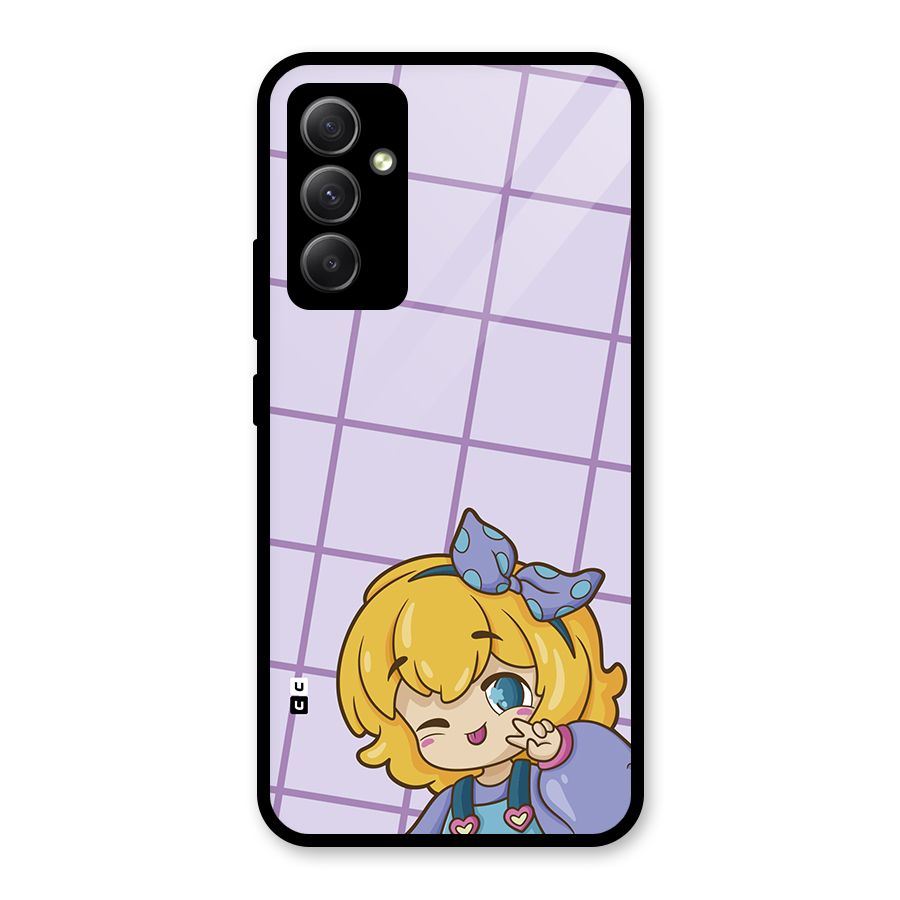 Cute Anime Illustration Glass Back Case for Galaxy A34