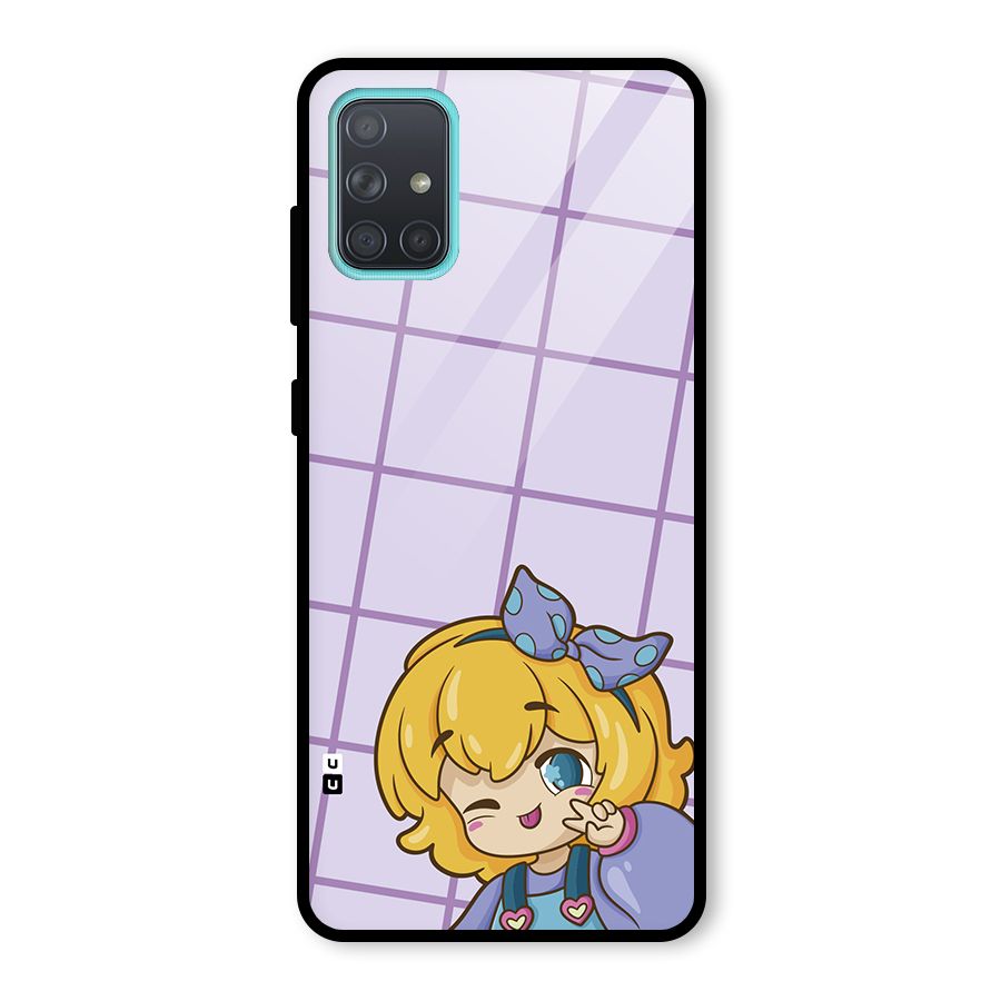 Cute Anime Illustration Glass Back Case for Galaxy A71