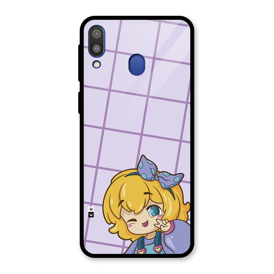 Cute Anime Illustration Glass Back Case for Galaxy M20