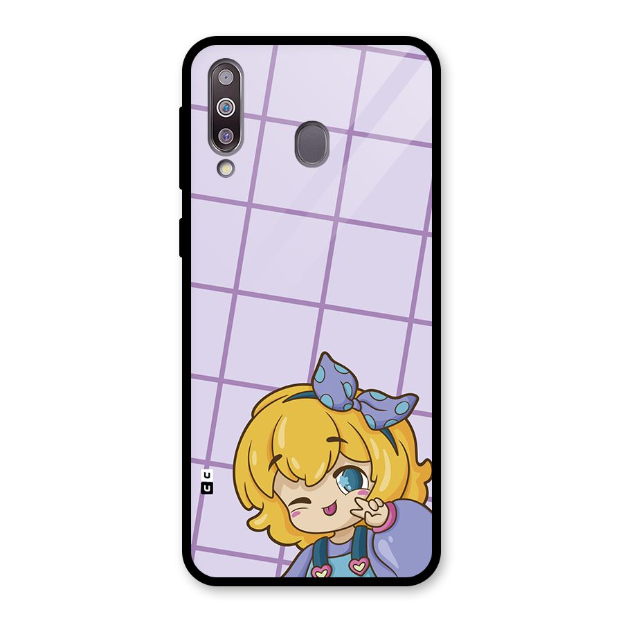 Cute Anime Illustration Glass Back Case for Galaxy M30