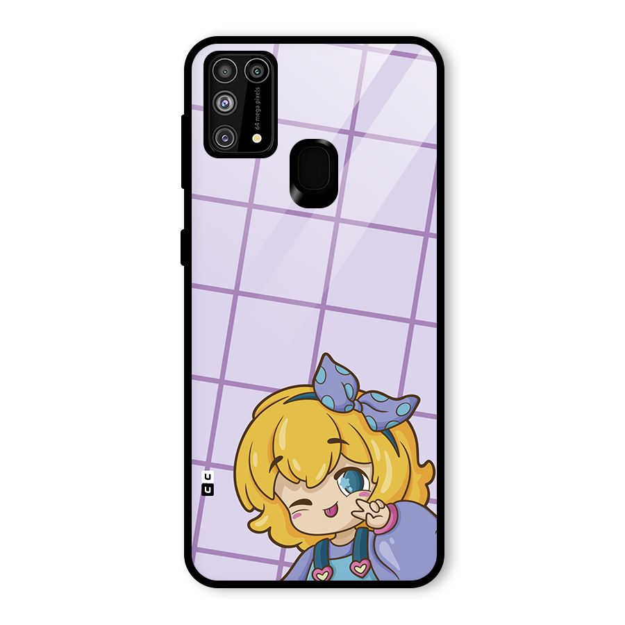 Cute Anime Illustration Glass Back Case for Galaxy M31