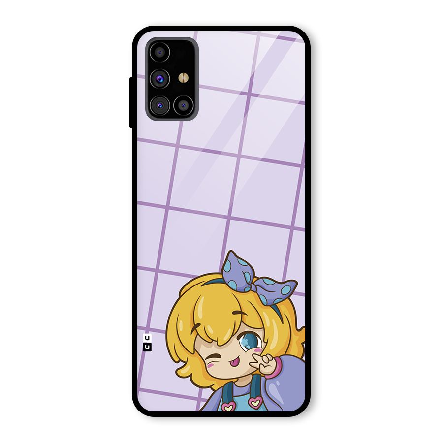 Cute Anime Illustration Glass Back Case for Galaxy M31s