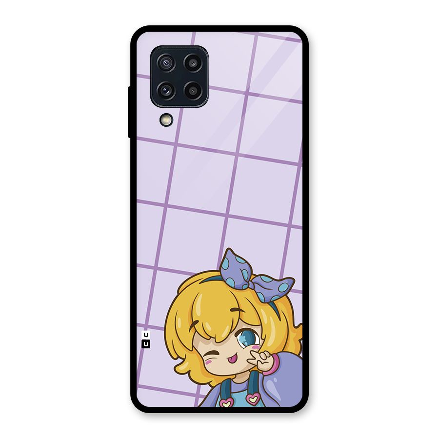 Cute Anime Illustration Glass Back Case for Galaxy M32