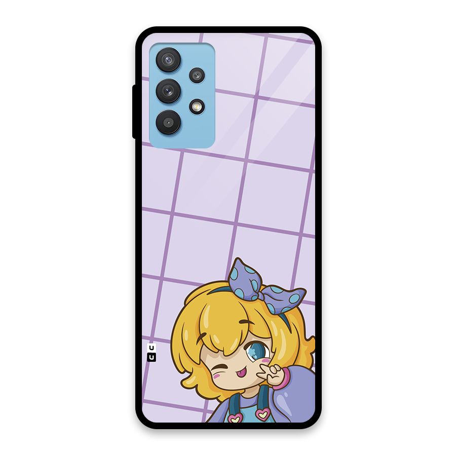 Cute Anime Illustration Glass Back Case for Galaxy M32 5G