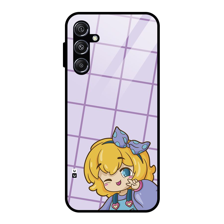 Cute Anime Illustration Glass Back Case for Galaxy M34 5G