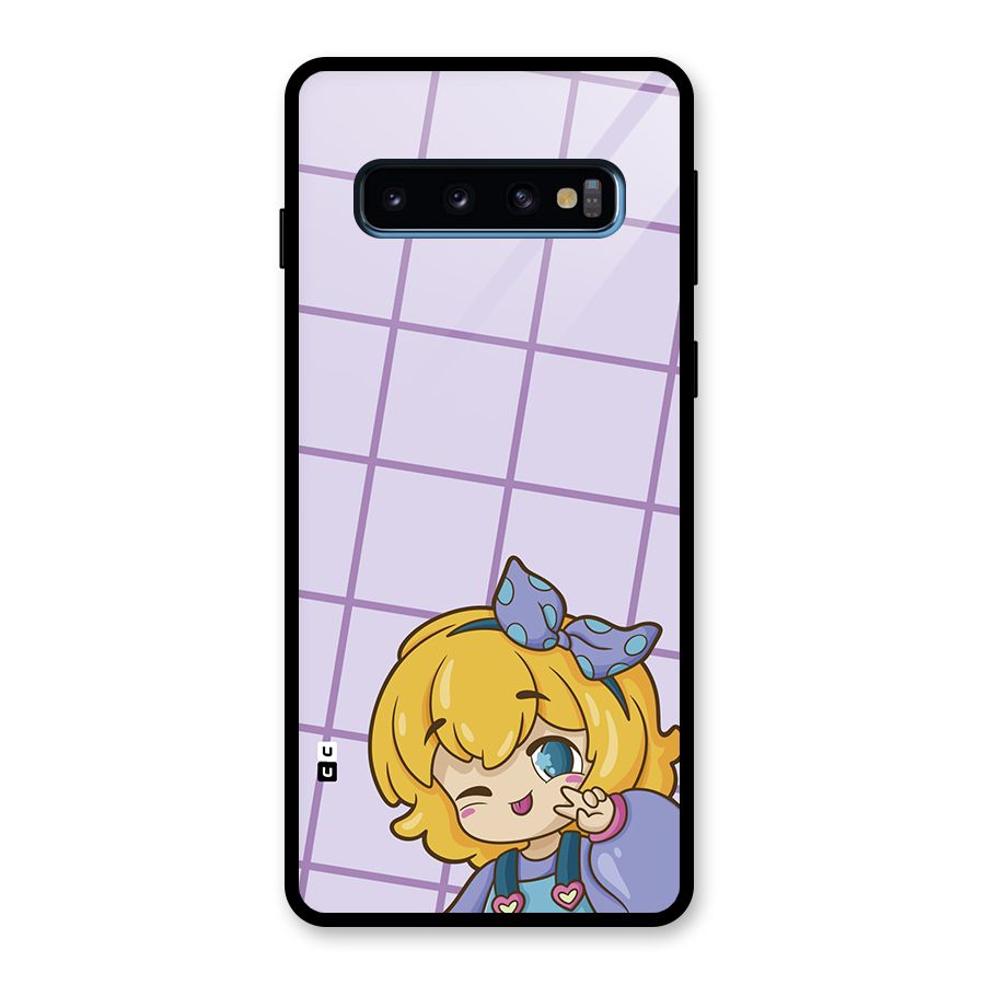 Cute Anime Illustration Glass Back Case for Galaxy S10