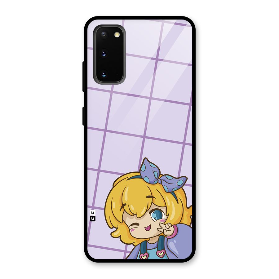 Cute Anime Illustration Glass Back Case for Galaxy S20