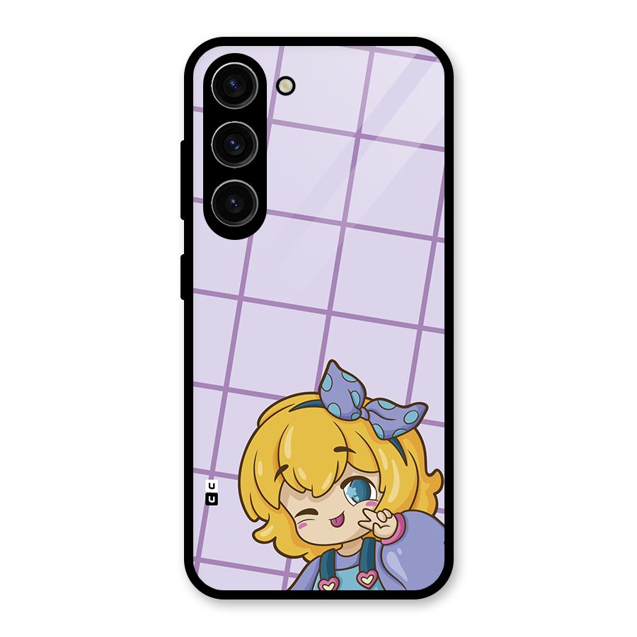 Cute Anime Illustration Glass Back Case for Galaxy S23