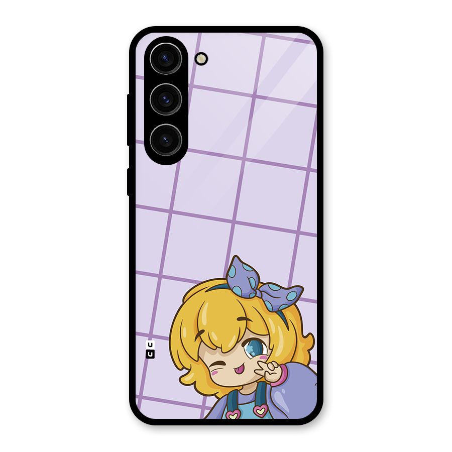 Cute Anime Illustration Glass Back Case for Galaxy S23 Plus