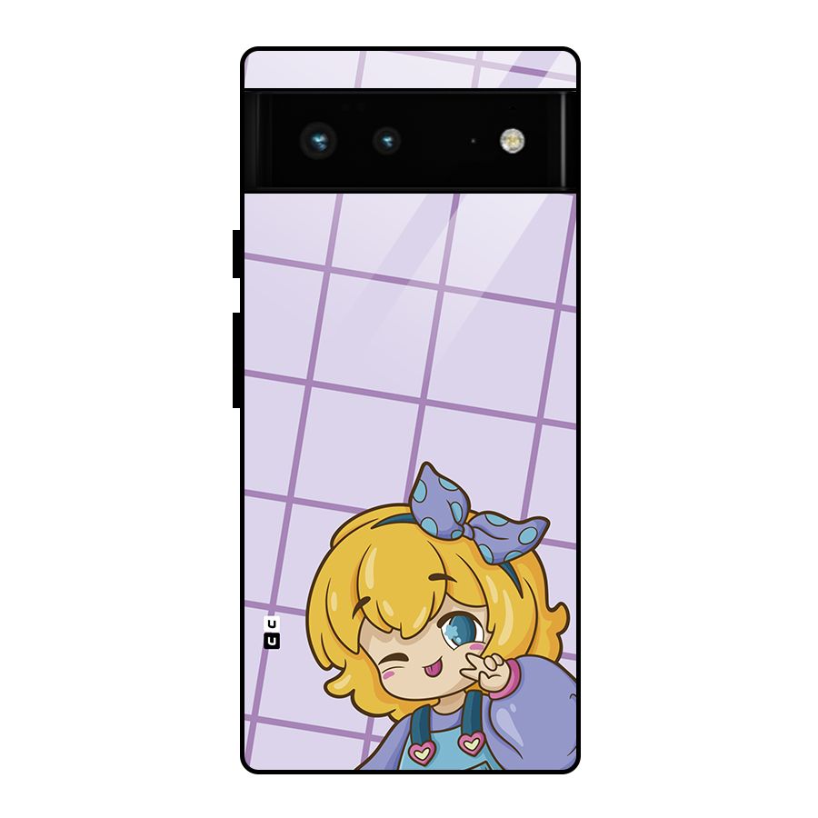 Cute Anime Illustration Glass Back Case for Google Pixel 6