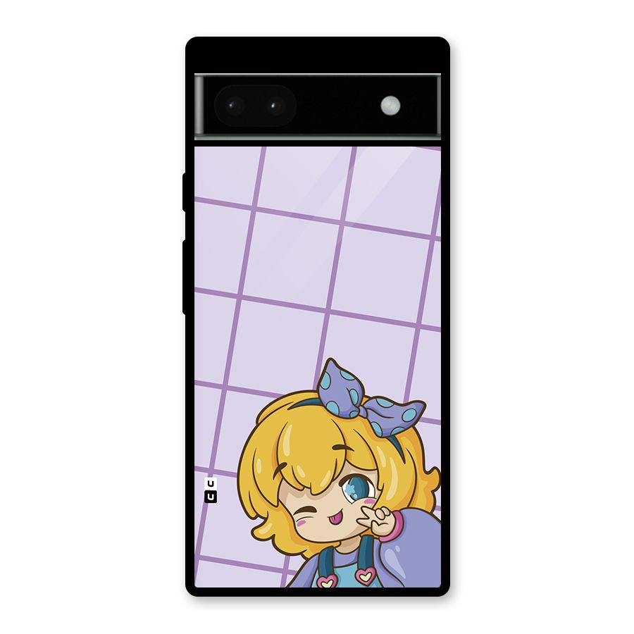 Cute Anime Illustration Glass Back Case for Google Pixel 6a
