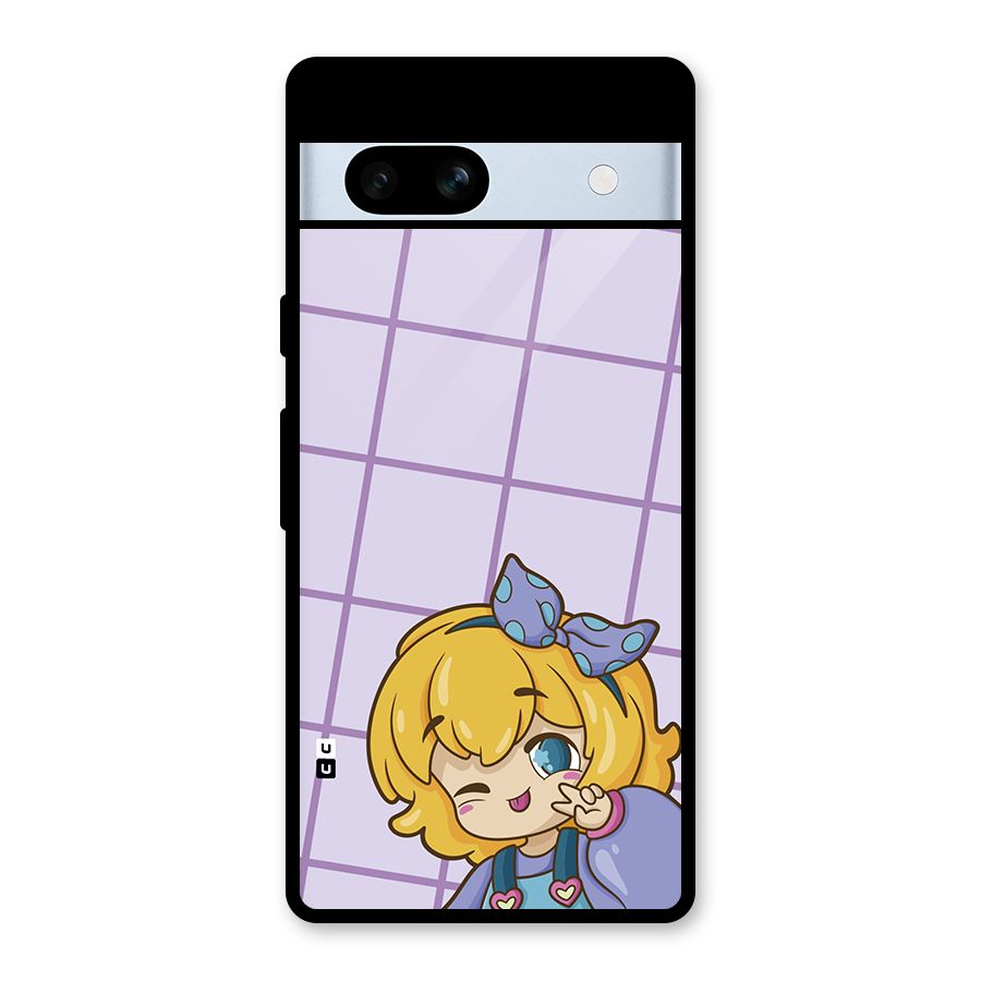 Cute Anime Illustration Glass Back Case for Google Pixel 7a