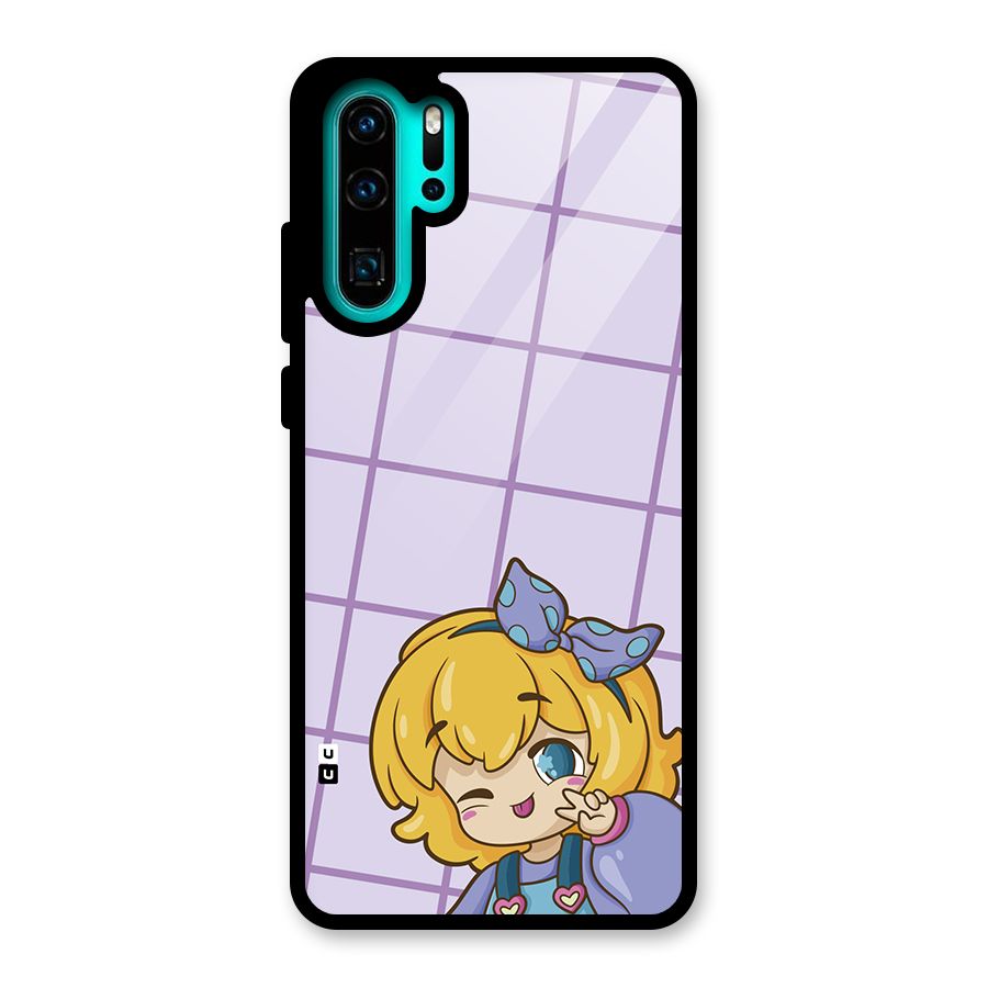 Cute Anime Illustration Glass Back Case for Huawei P30 Pro