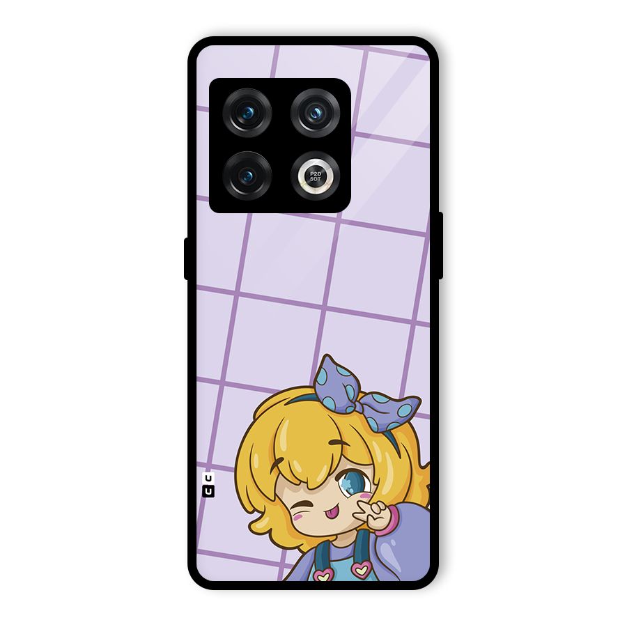Cute Anime Illustration Glass Back Case for OnePlus 10 Pro 5G