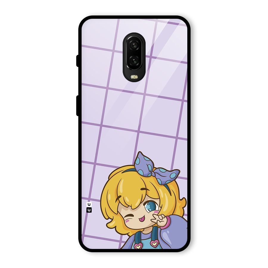 Cute Anime Illustration Glass Back Case for OnePlus 6T