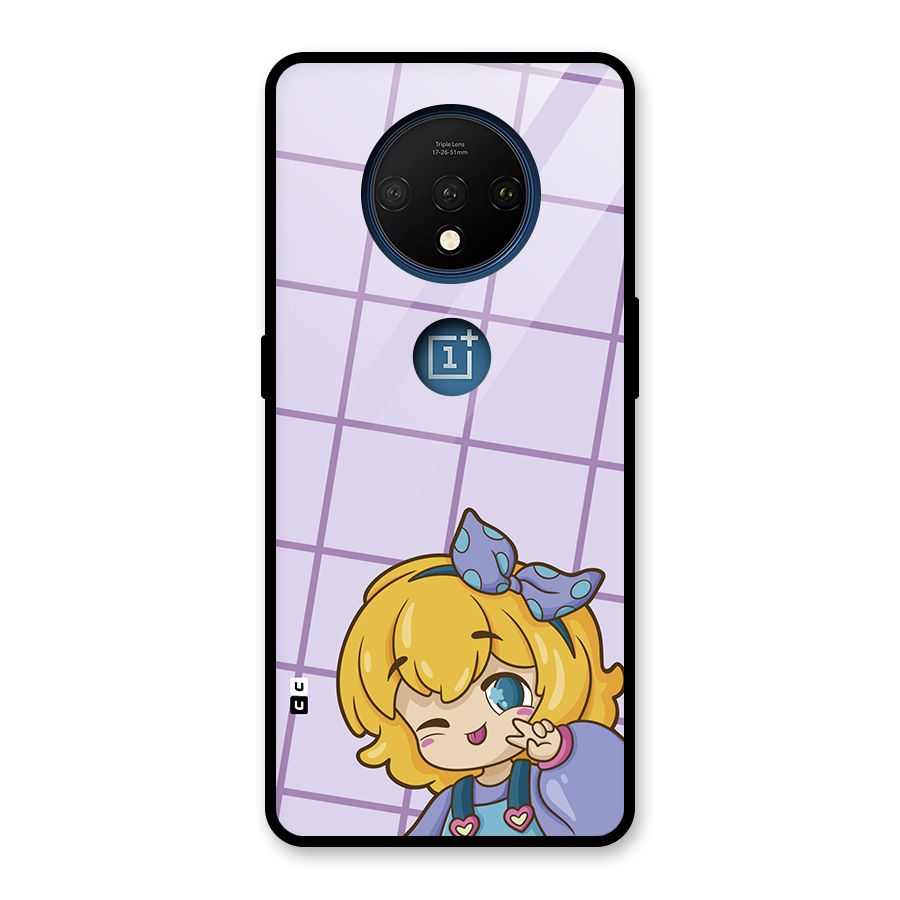 Cute Anime Illustration Glass Back Case for OnePlus 7T