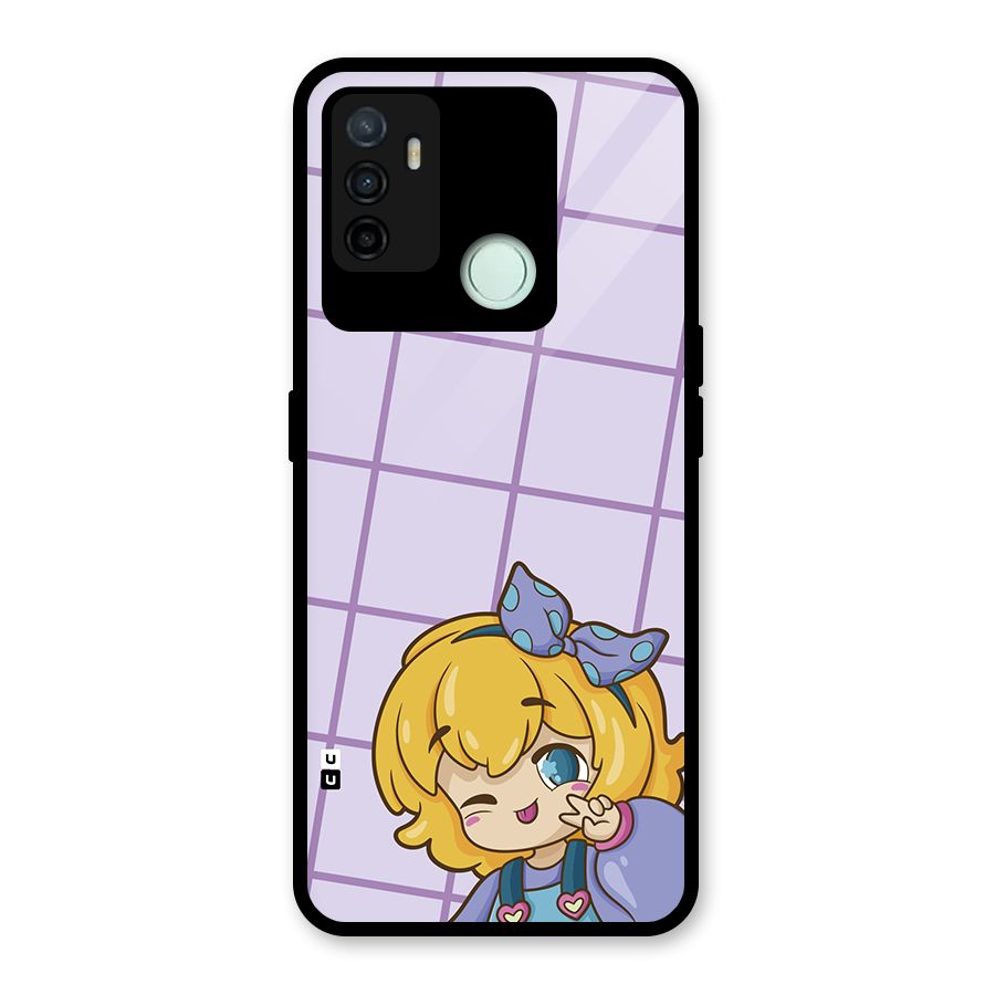 Cute Anime Illustration Glass Back Case for Oppo A53