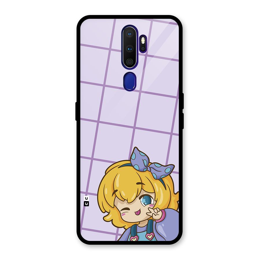Cute Anime Illustration Glass Back Case for Oppo A9 (2020)