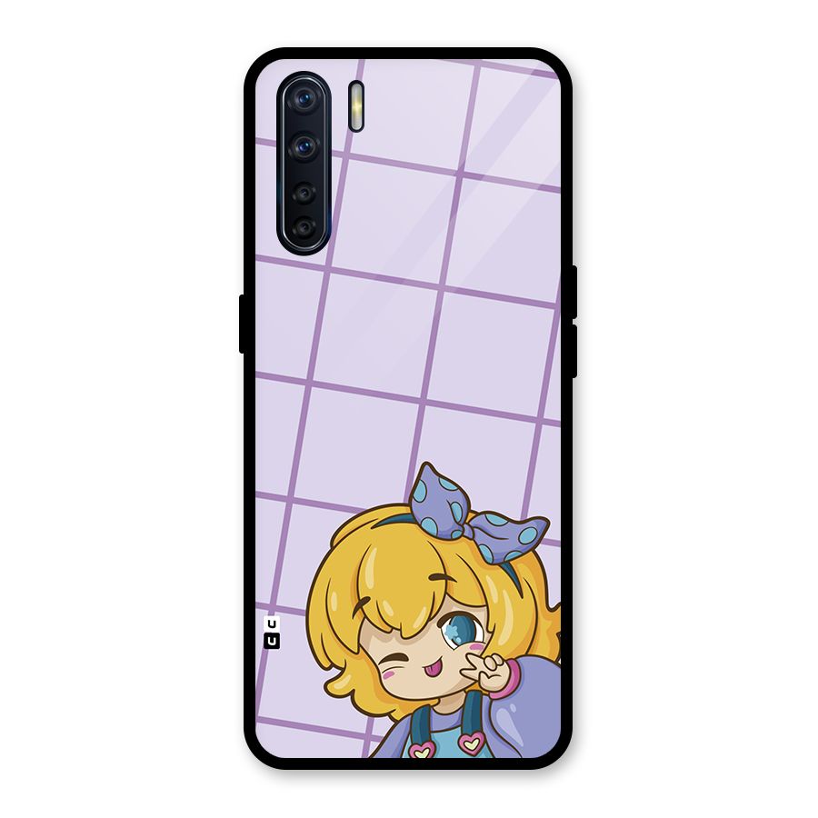 Cute Anime Illustration Glass Back Case for Oppo F15