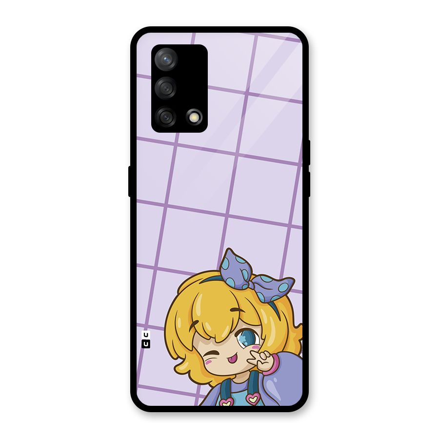Cute Anime Illustration Glass Back Case for Oppo F19