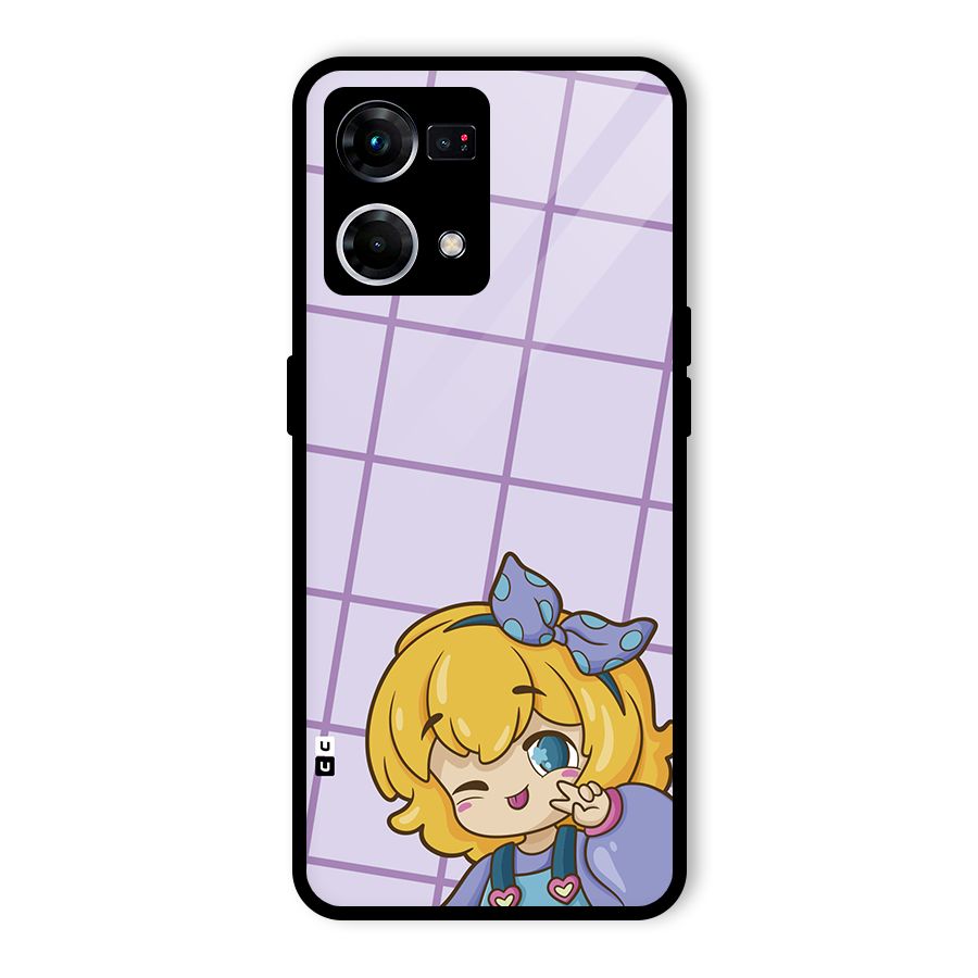 Cute Anime Illustration Glass Back Case for Oppo F21 Pro 5G