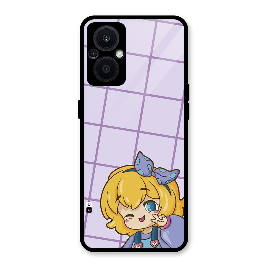 Cute Anime Illustration Glass Back Case for Oppo F21s Pro 5G
