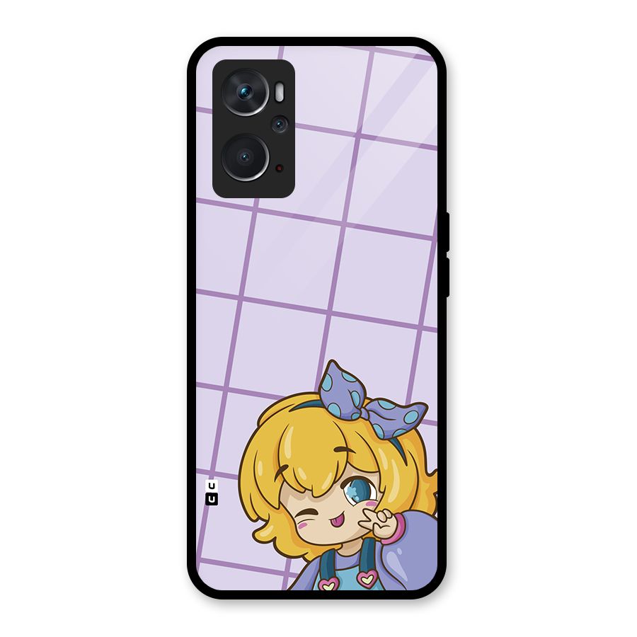 Cute Anime Illustration Glass Back Case for Oppo K10 4G