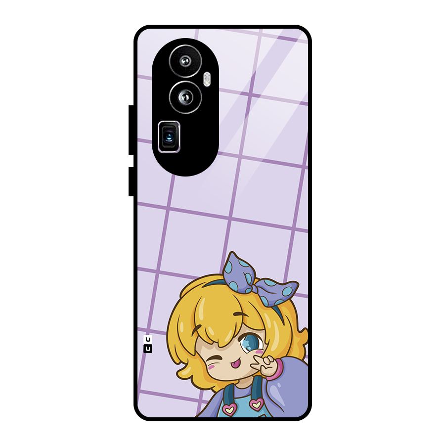 Cute Anime Illustration Glass Back Case for Oppo Reno10 Pro Plus