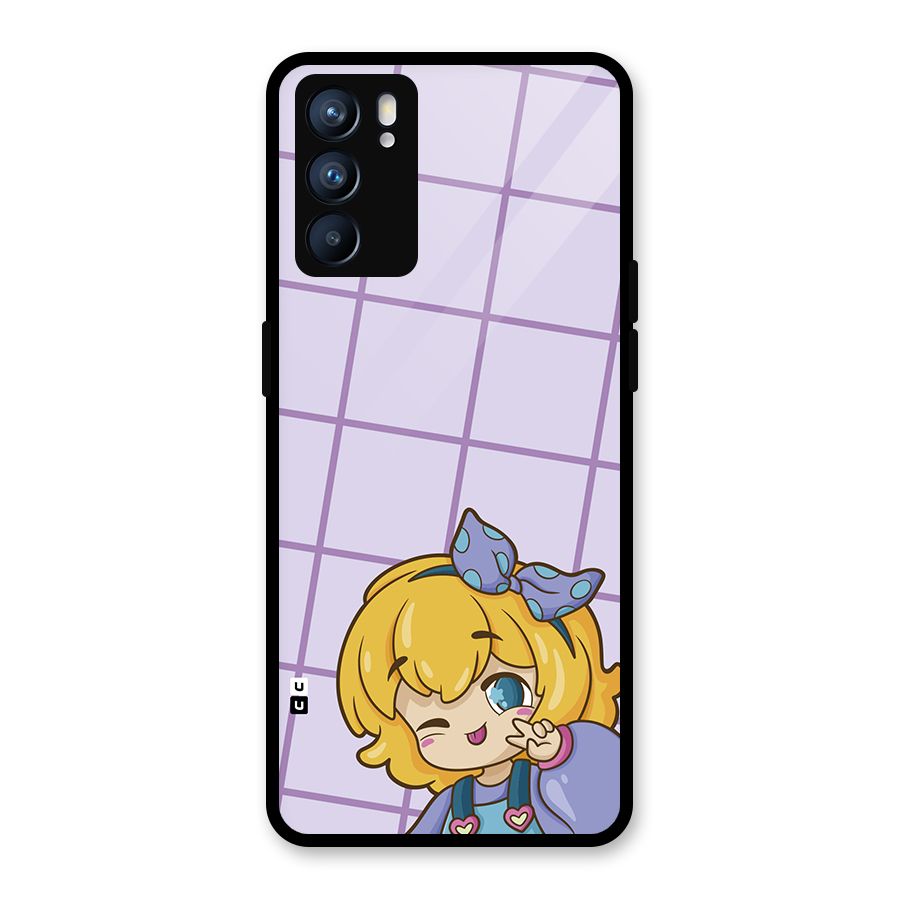 Cute Anime Illustration Glass Back Case for Oppo Reno6 5G