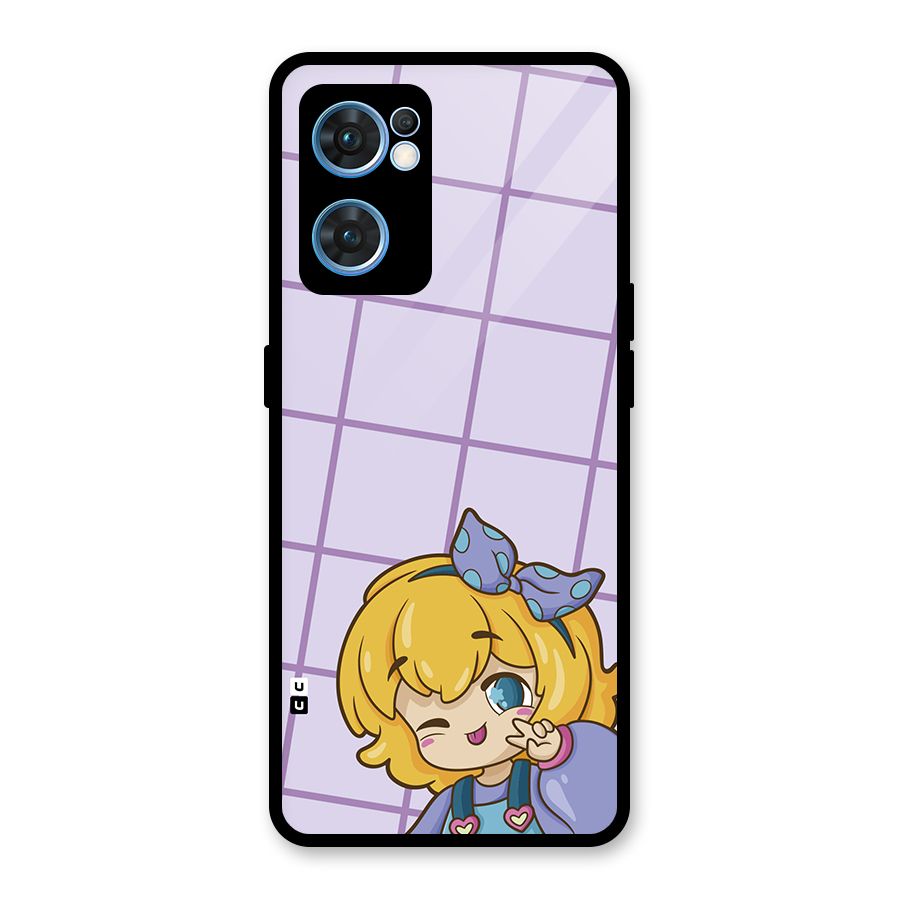 Cute Anime Illustration Glass Back Case for Oppo Reno7 5G