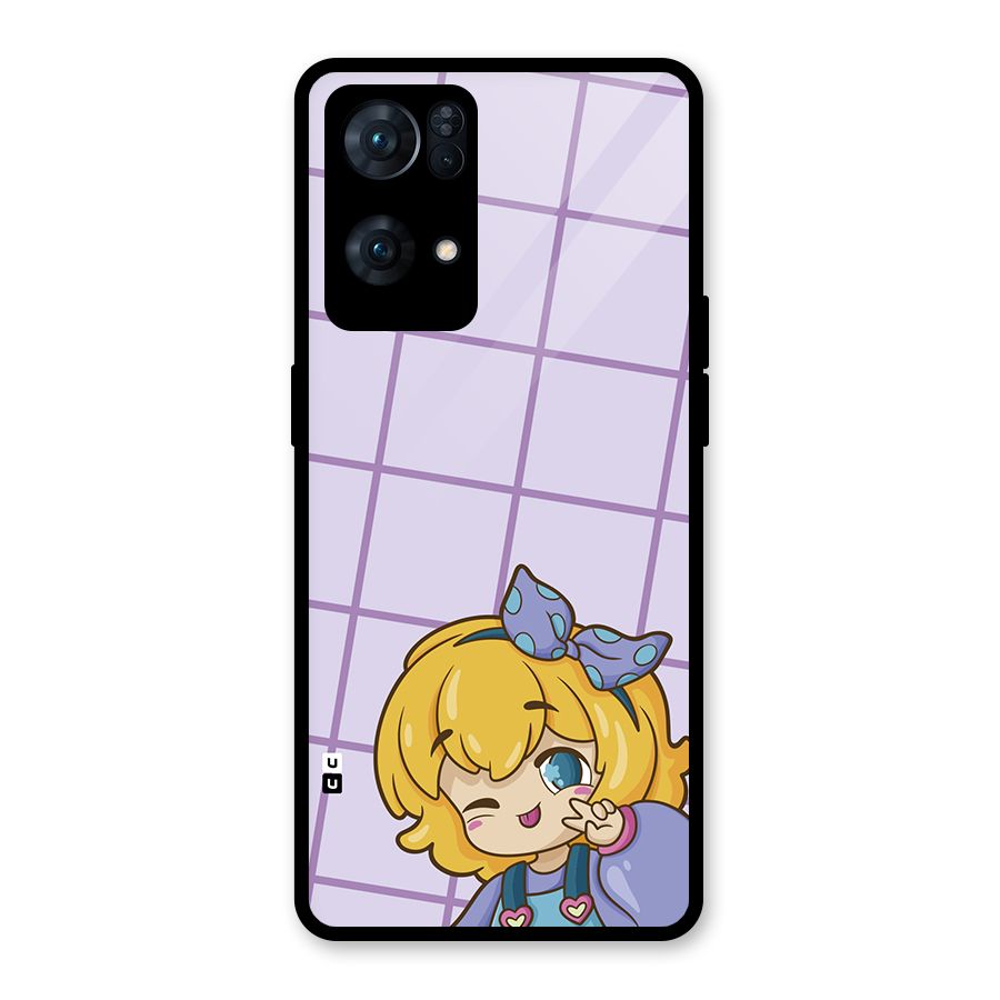 Cute Anime Illustration Glass Back Case for Oppo Reno7 Pro 5G