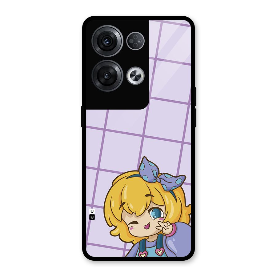 Cute Anime Illustration Glass Back Case for Oppo Reno8 Pro 5G