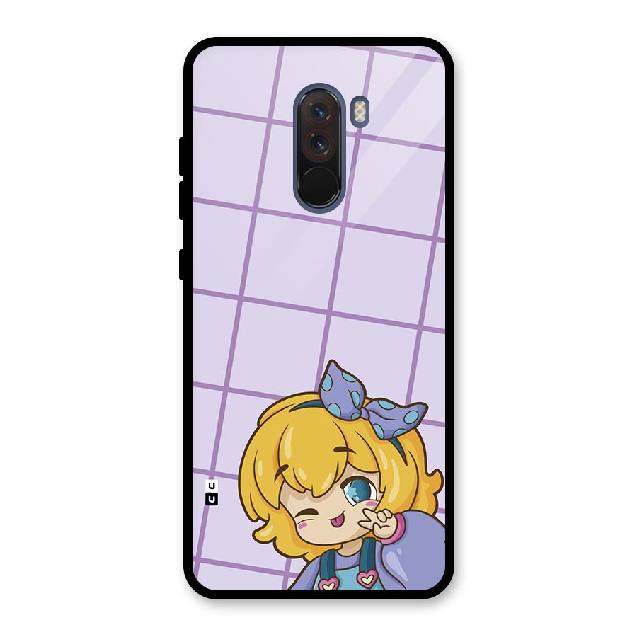Cute Anime Illustration Glass Back Case for Poco F1