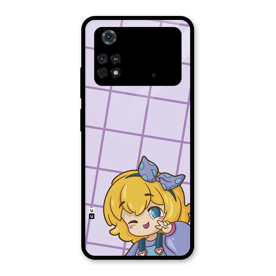 Cute Anime Illustration Glass Back Case for Poco M4 Pro 4G