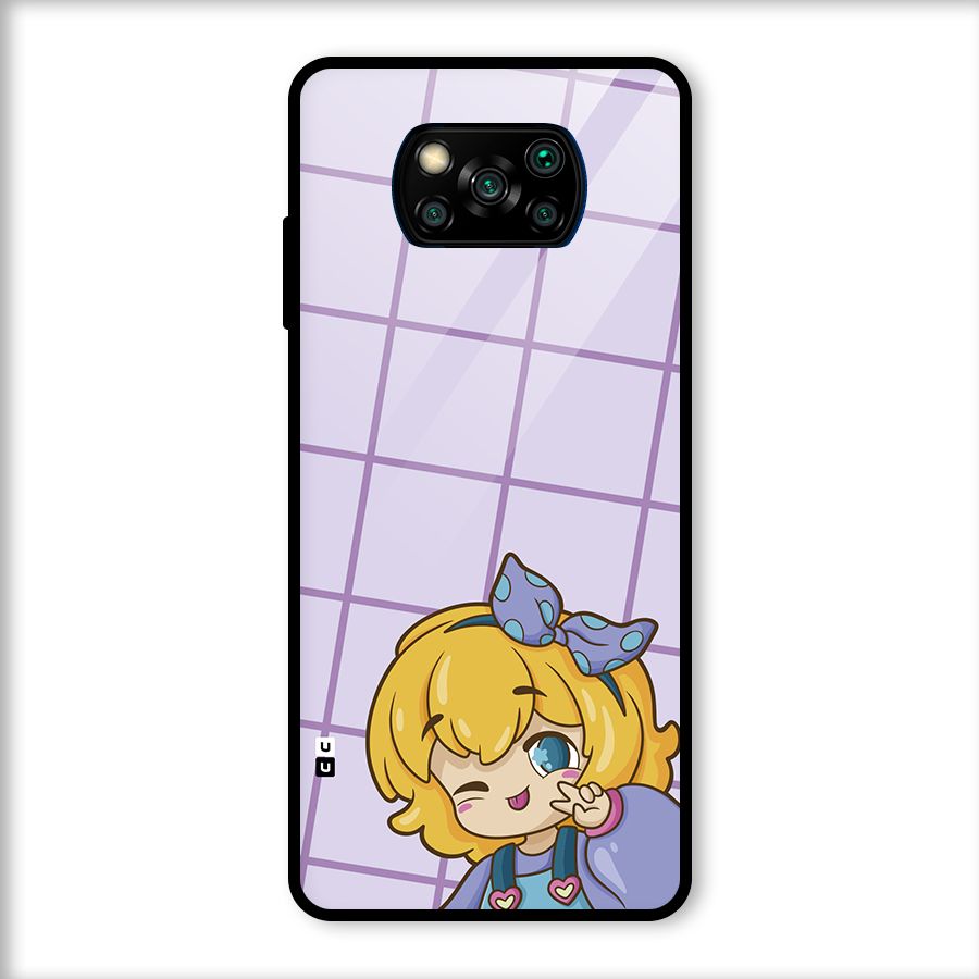 Cute Anime Illustration Glass Back Case for Poco X3