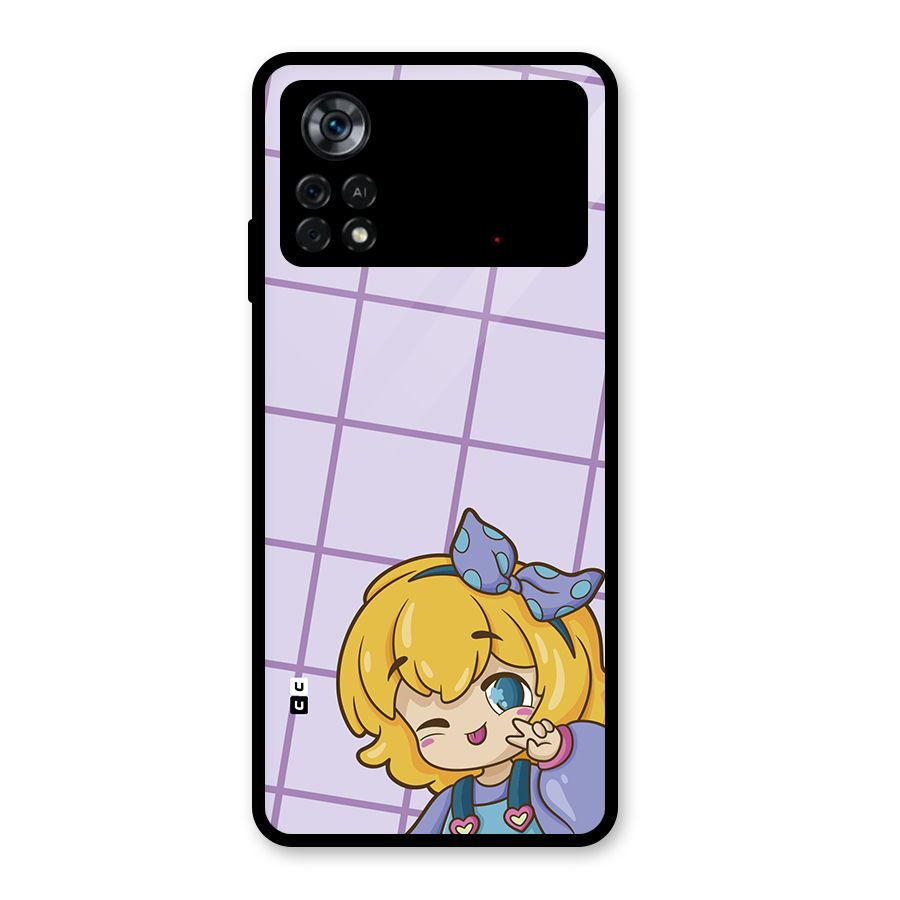 Cute Anime Illustration Glass Back Case for Poco X4 Pro 5G