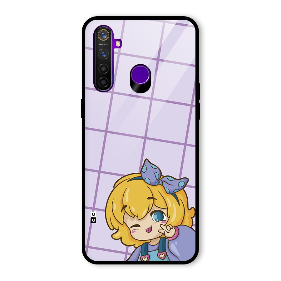 Cute Anime Illustration Glass Back Case for Realme 5 Pro