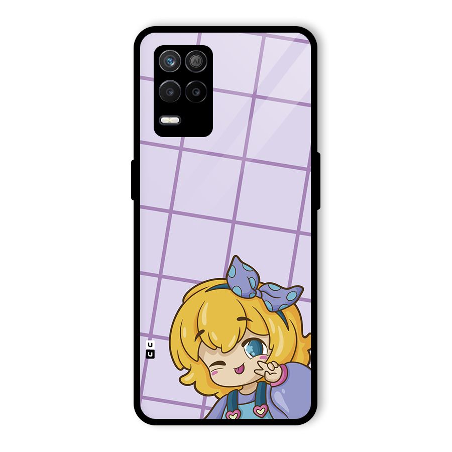 Cute Anime Illustration Glass Back Case for Realme 8 5G