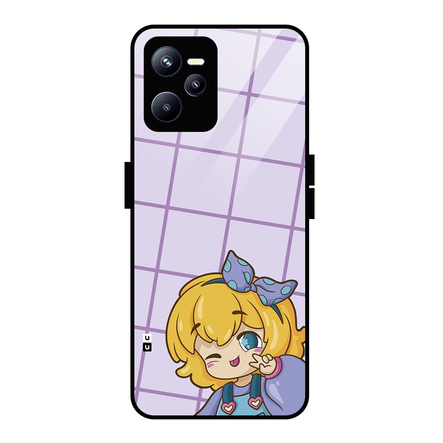 Cute Anime Illustration Glass Back Case for Realme C35