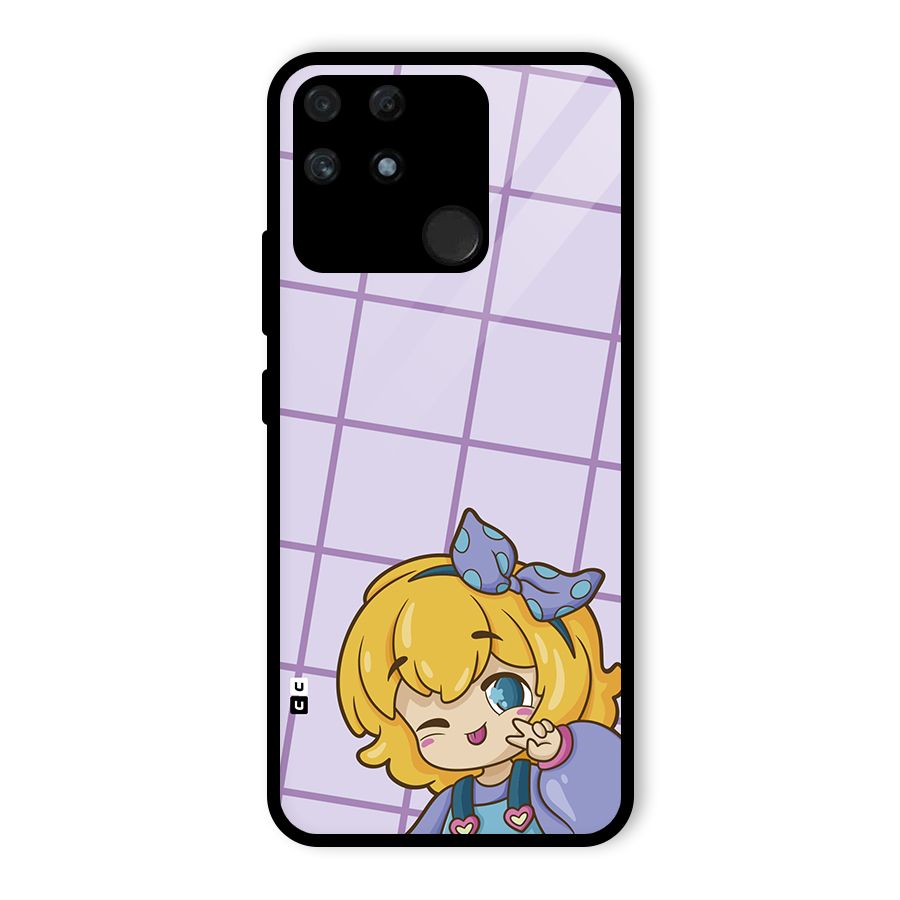 Cute Anime Illustration Glass Back Case for Realme Narzo 50A